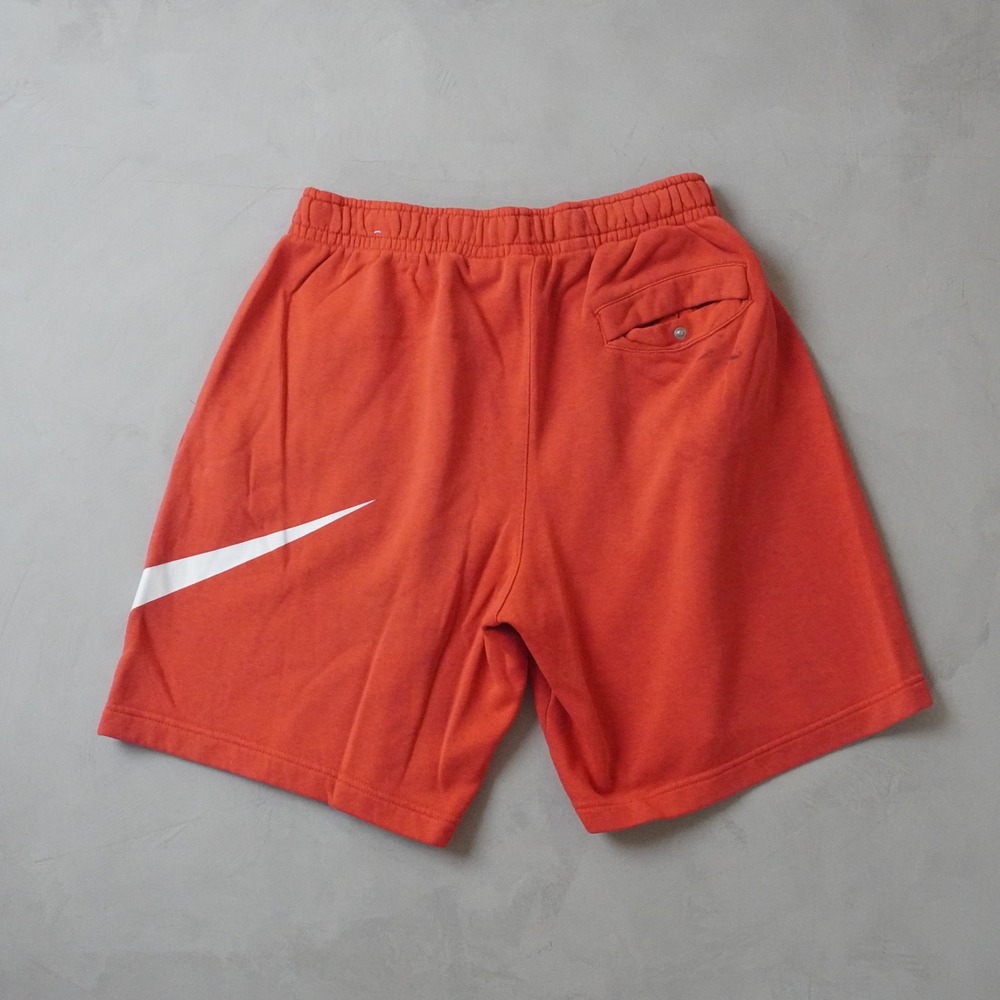 Nike Fleece Sweat Shorts Medium Mens Orange Big Swoosh Graphic Drawstring - Picture 2 of 11